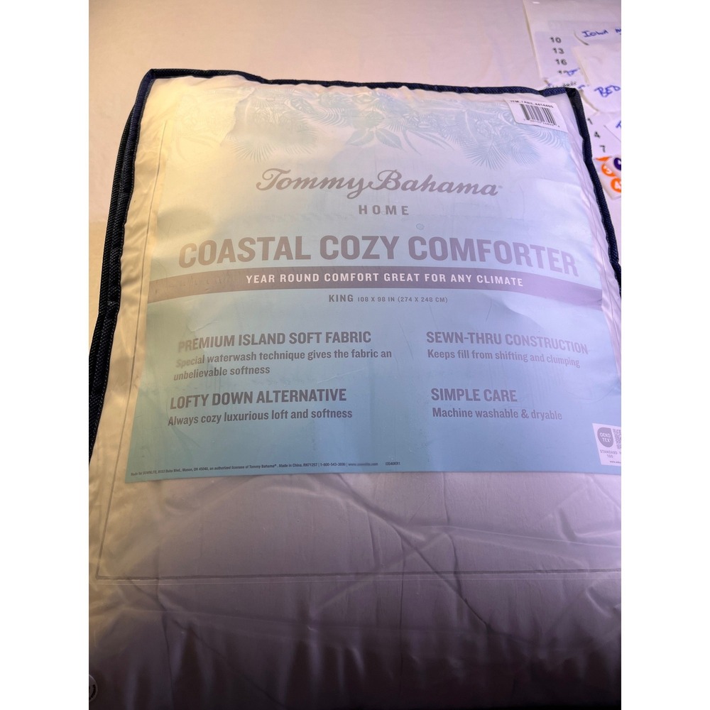 Tommy Bahama Coastal Cozy Comforter Unisex K Blue NEW Down Alternative Tropical